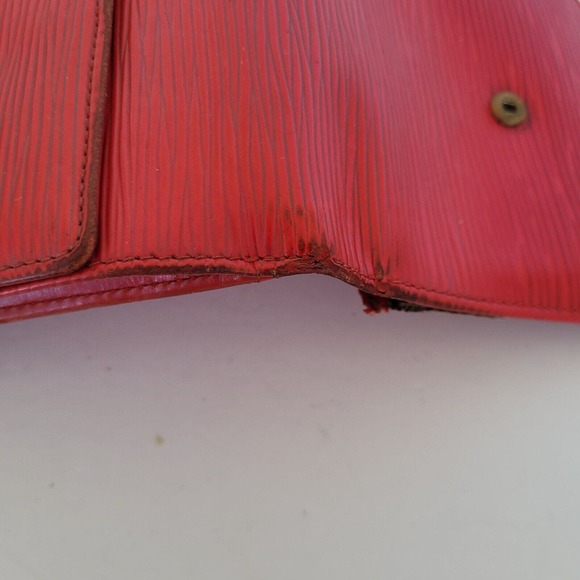 Louis Vuitton Vintage 1995 Epi Leather Wallet Red Medium Trifold Elise Retro - Picture 10 of 15